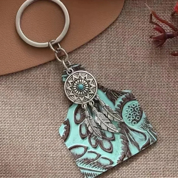 Turquoise Bohemian Dream Catcher Keychain - Picture 1 of 3
